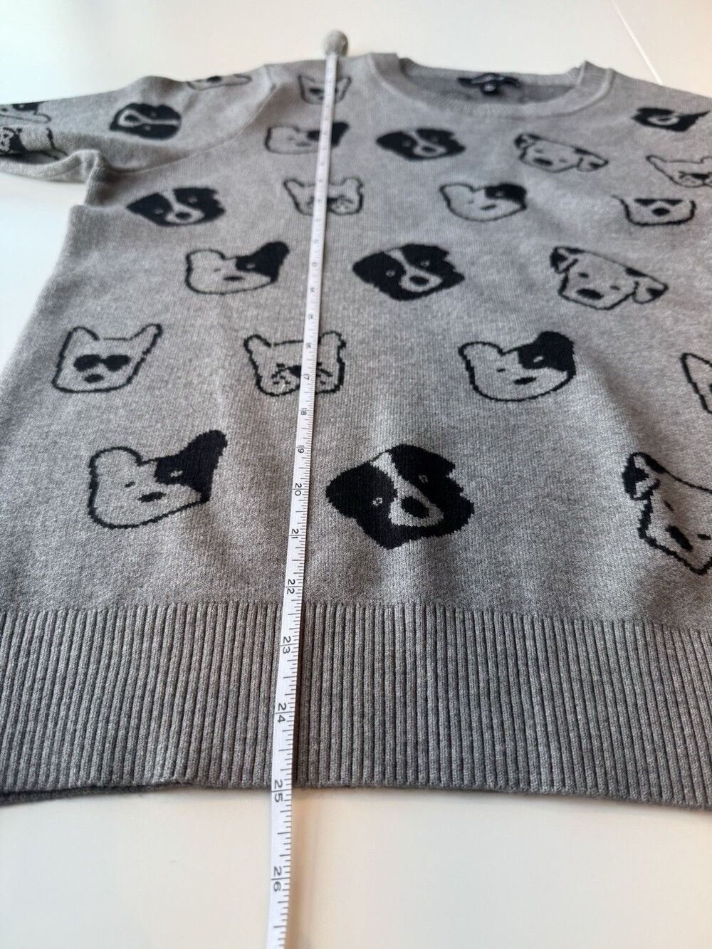 Anthropologie Calligraphie Women's Knit Jacquard Dog Print Crewneck Sweater XL - Picture 5 of 7